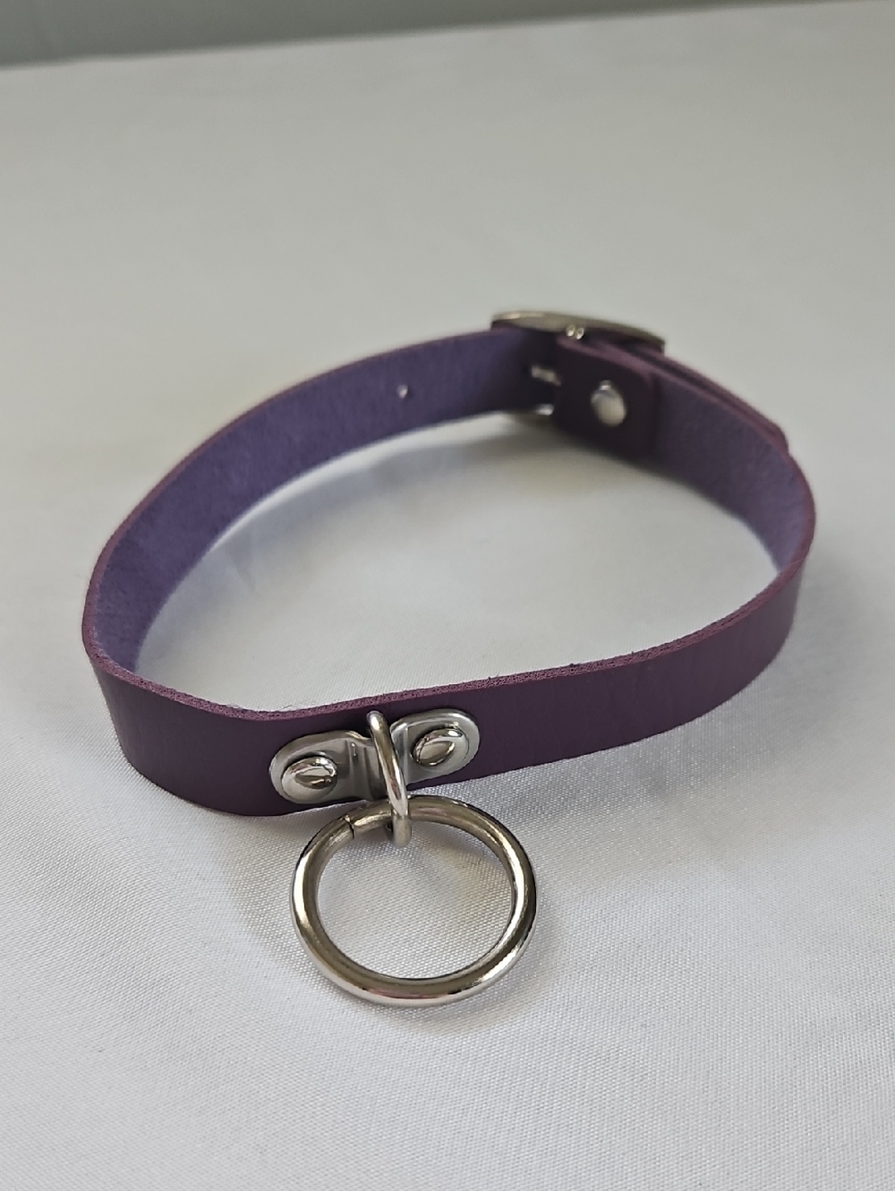 Purple Leather O-Ring Belted Choker Necklace